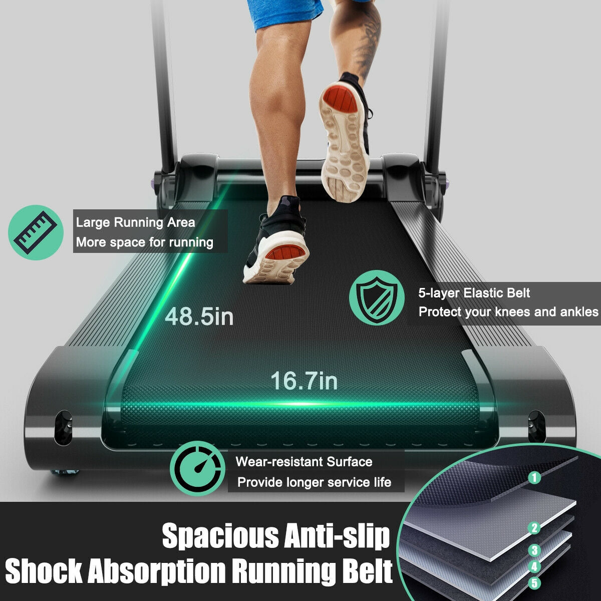 3HP Folding Electric Treadmill, Silver Treadmills at Gallery Canada