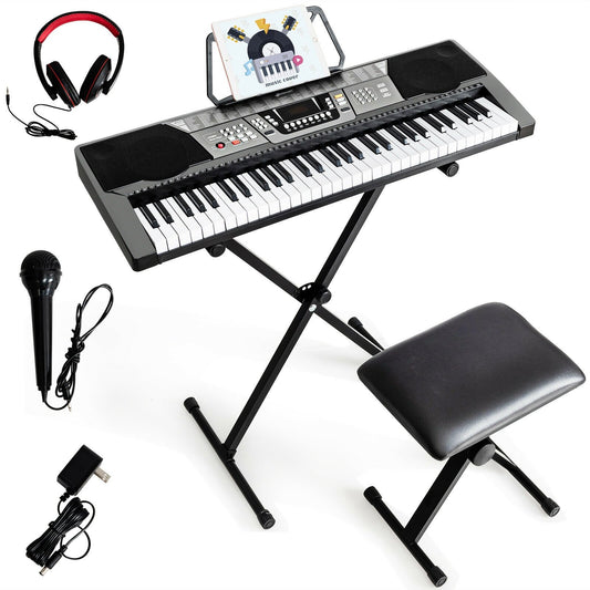 61 Key Electronic Keyboard Piano Set with Stand Bench Headphones - Gallery Canada