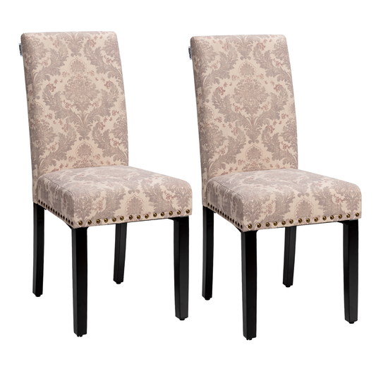 Set of 2 Fabric Upholstered Dining Chairs with Nailhead, Pink at Gallery Canada