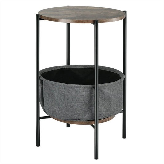 Industrial Round End Side Table Sofa with Storage at Gallery Canada