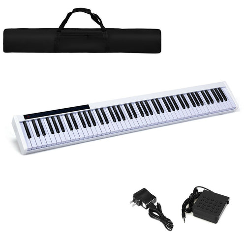 88-Key Portable Electronic Piano with Voice Function, White