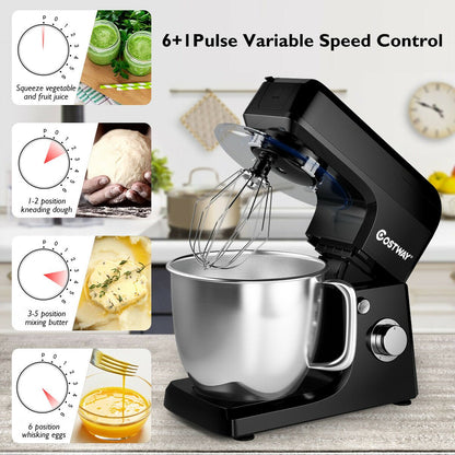 3-in-1 Multi-functional 6-speed Tilt-head Food Stand Mixer, Black at Gallery Canada