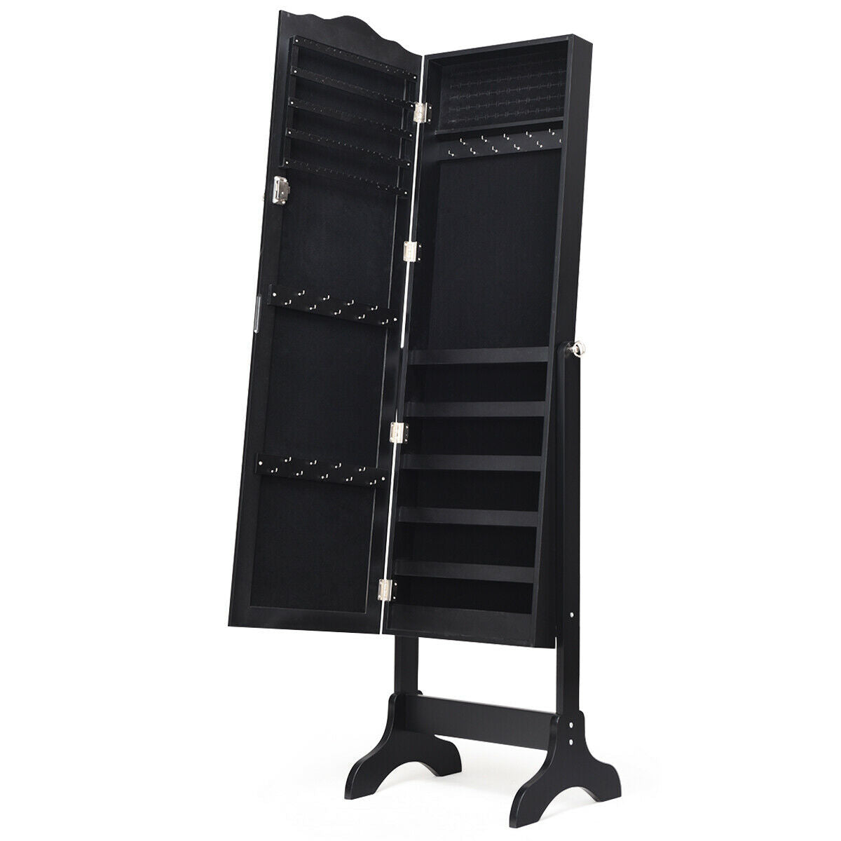 Mirrored Lockable Jewelry Cabinet Armoire, Black Jewelry Armoires at Gallery Canada