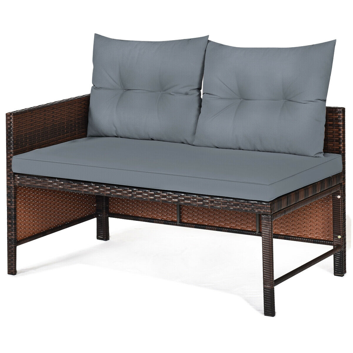 3 Piece Patio Wicker Rattan Sofa Set, Gray
