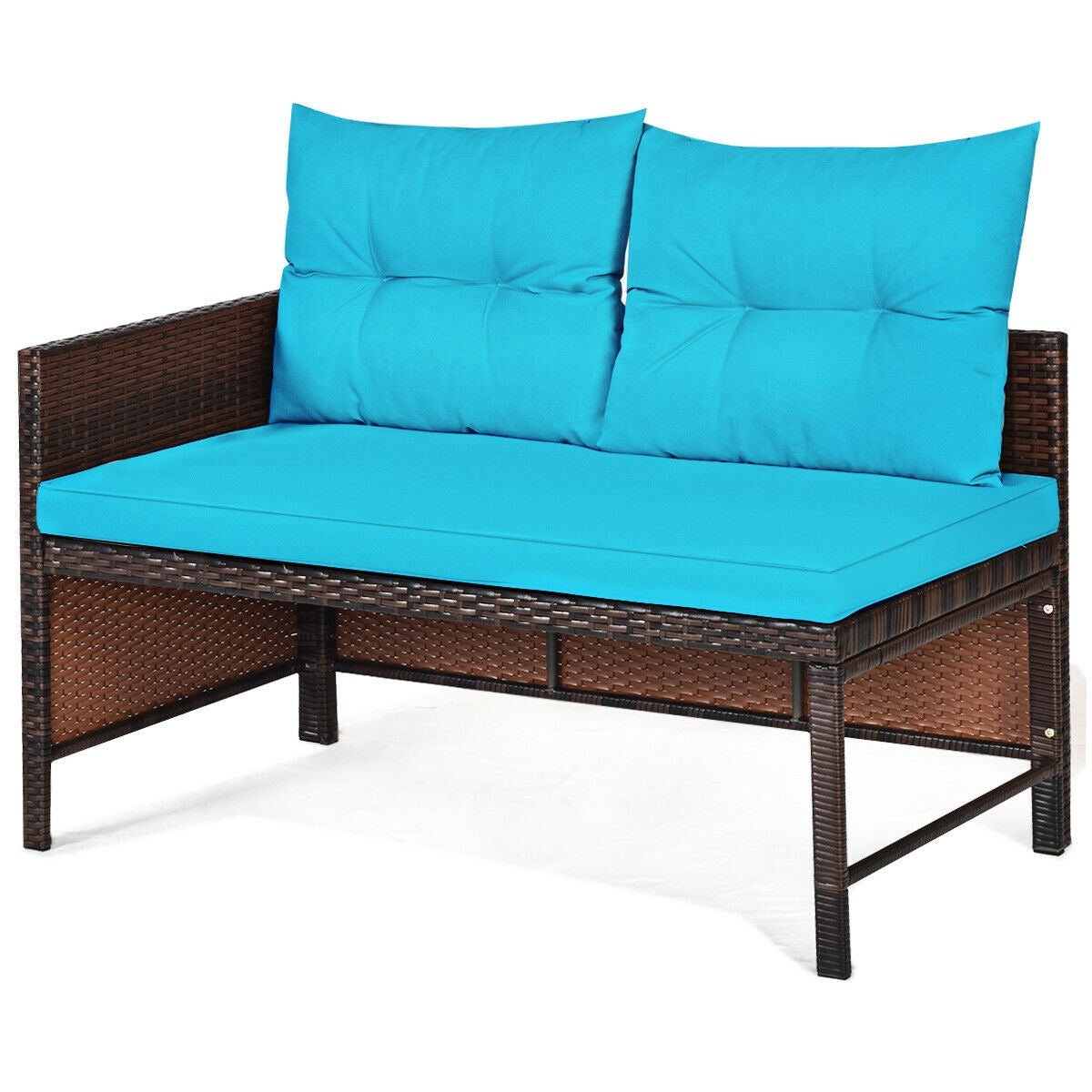3 Pieces Patio Wicker Rattan Sofa Set, Turquoise Patio Conversation Sets at Gallery Canada