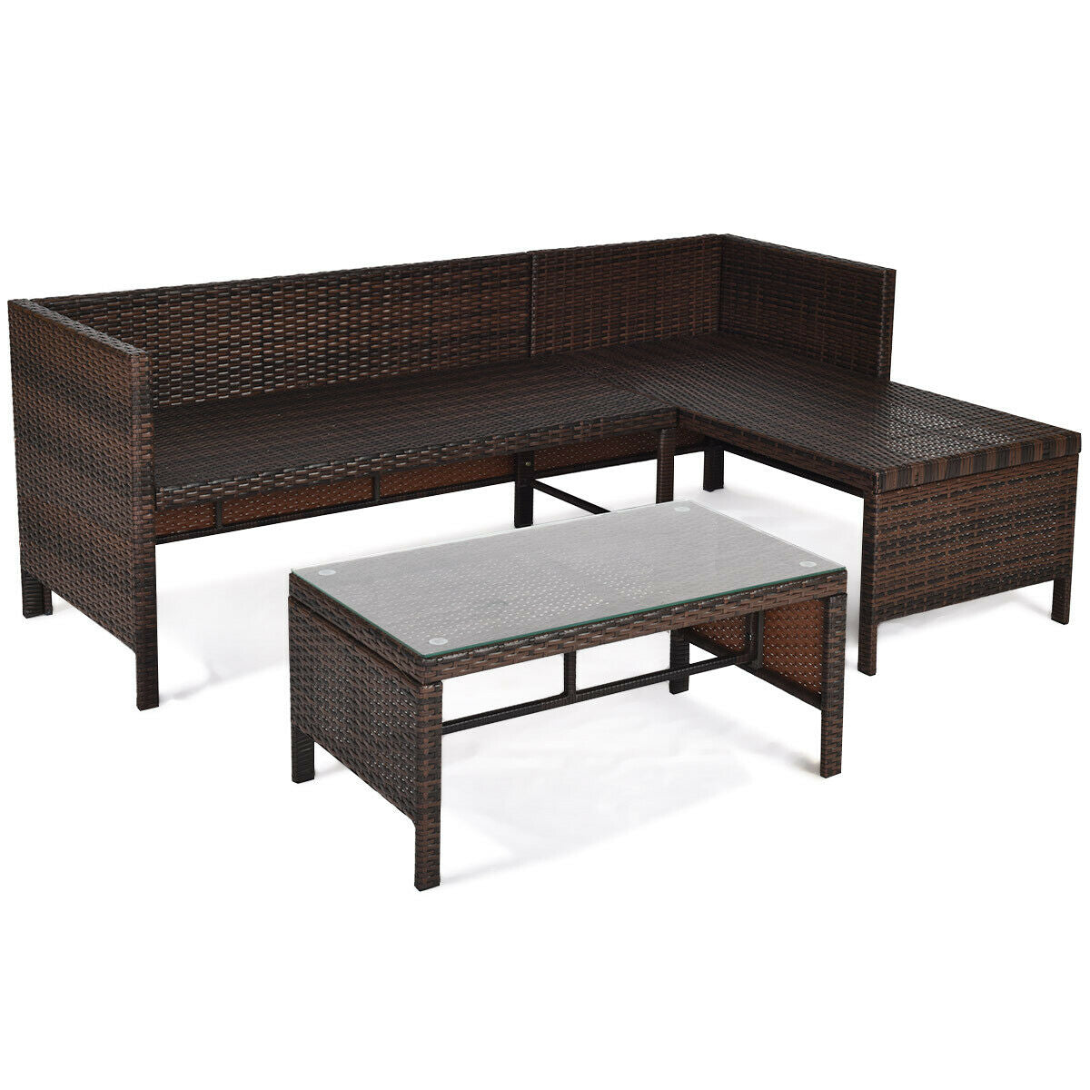 3 Piece Patio Wicker Rattan Sofa Set, Beige Patio Conversation Sets at Gallery Canada