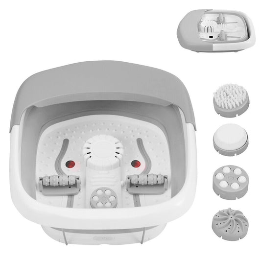 Foot Spa Bath Motorized Massager with Heat Red Light, Gray