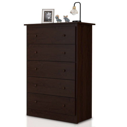 Functional Storage Organized Dresser with 5 Drawer, Dark Brown at Gallery Canada