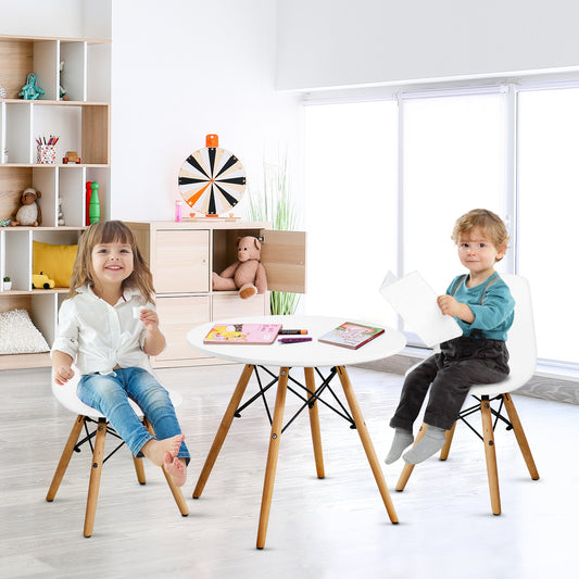 Kid's Modern Dining Table Set with 2 Armless Chairs, White Kids Table & Chair Sets White at Gallery Canada