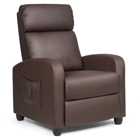 Recliner Sofa Wingback Chair with Massage Function, Brown at Gallery Canada