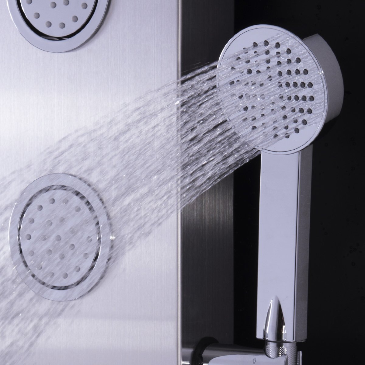 47 Inch Stainless Shower Panel with Massage Jets Hand Shower , Silver at Gallery Canada