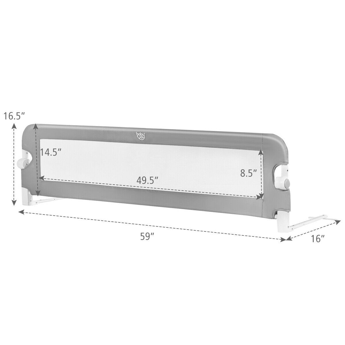 59-Inch Extra Long Bed Rail Guard, Gray at Gallery Canada