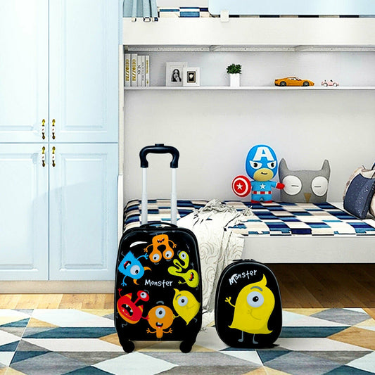 Kids Luggage Set, 12 Inch Backpack, 16 Inch Rolling Suitcase, Black Kids Luggage Black at Gallery Canada