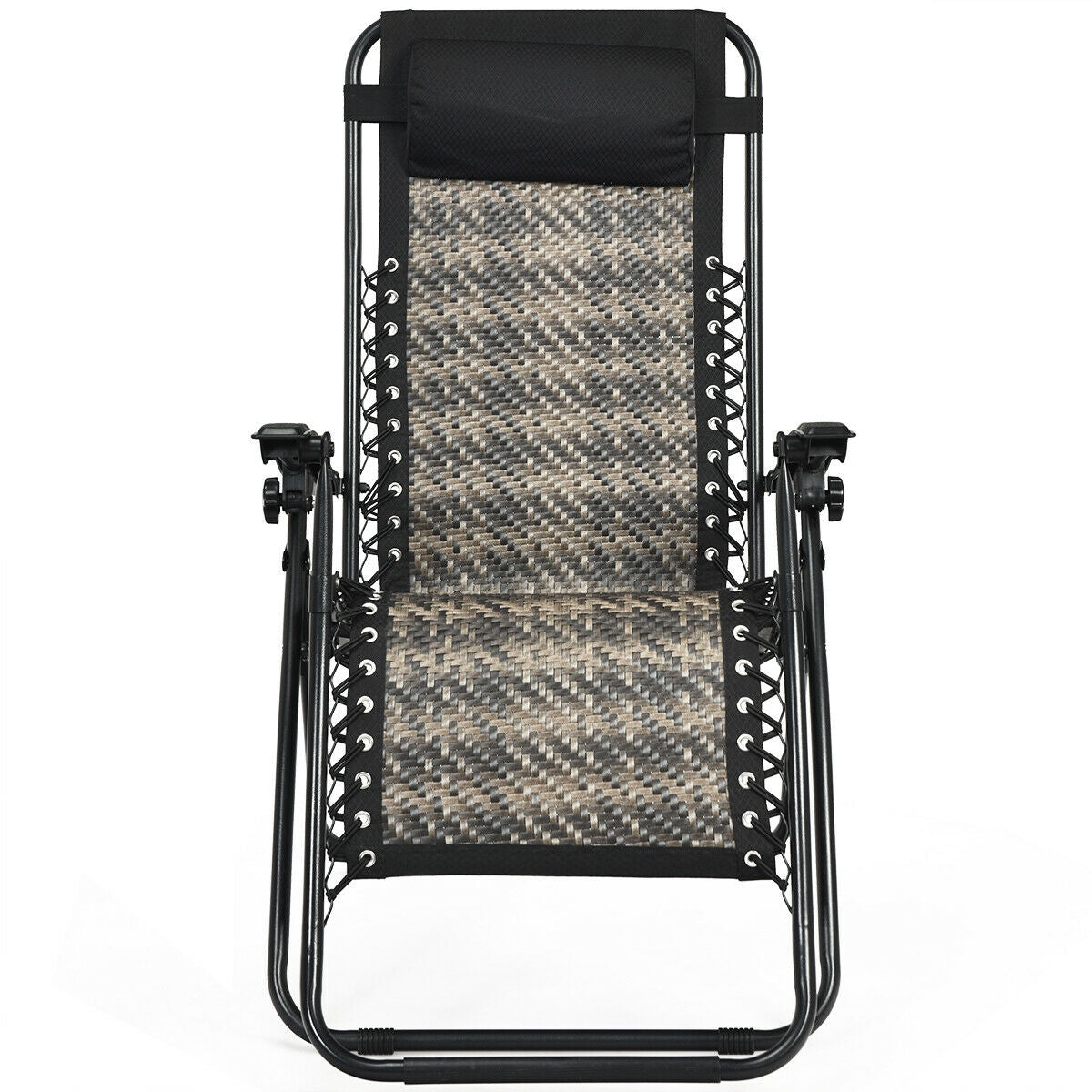 Folding Rattan Zero Gravity Lounge Chair, Gray