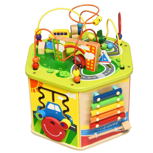 7-in-1 Wooden Activity Cube Toy, Multicolor