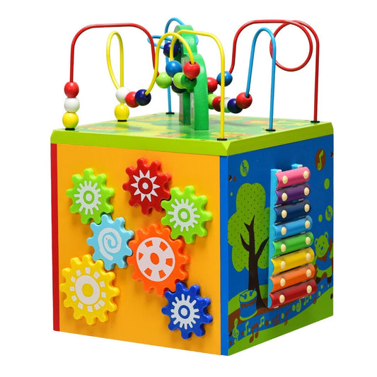 5-in-1 Wooden Activity Cube Toy, Multicolor