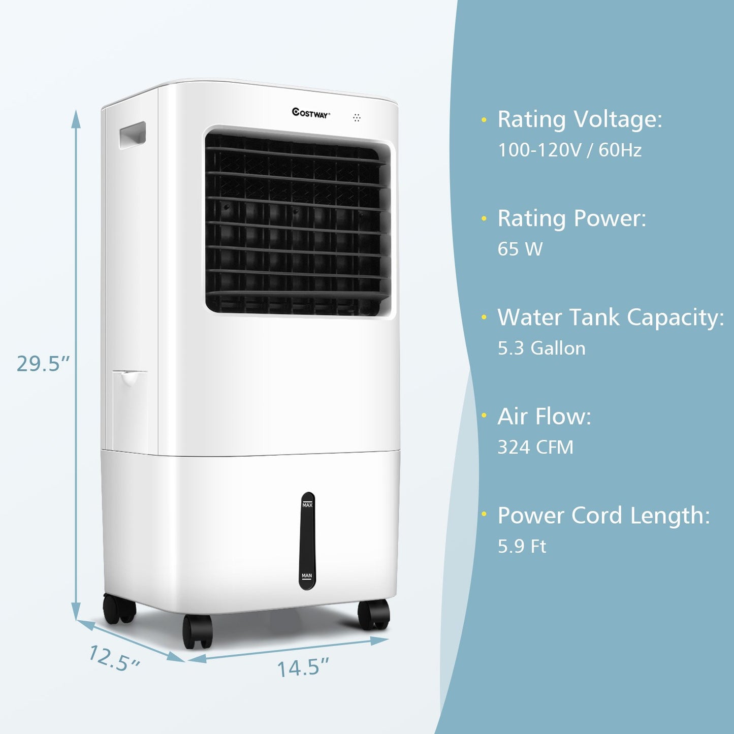 Evaporative Portable Air Cooler Fan with Remote Control, White at Gallery Canada