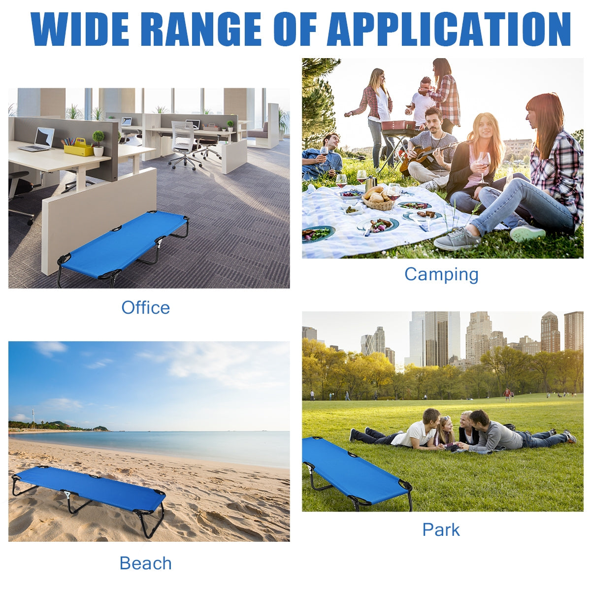 Outdoor Folding Camping Bed, Blue Camping Furniture at Gallery Canada