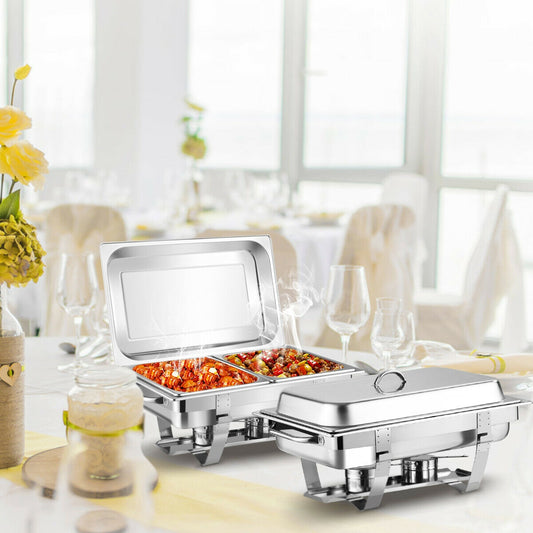 2 Packs Stainless Steel Full-Size Chafing Dish, Silver Food Warmers & Burners Silver at Gallery Canada