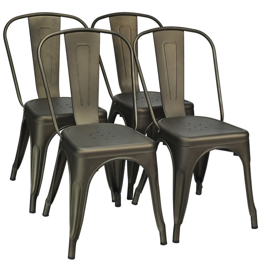 4 Pcs Modern Bar Stools with Removable Back and Rubber Feet, Dark Brown at Gallery Canada