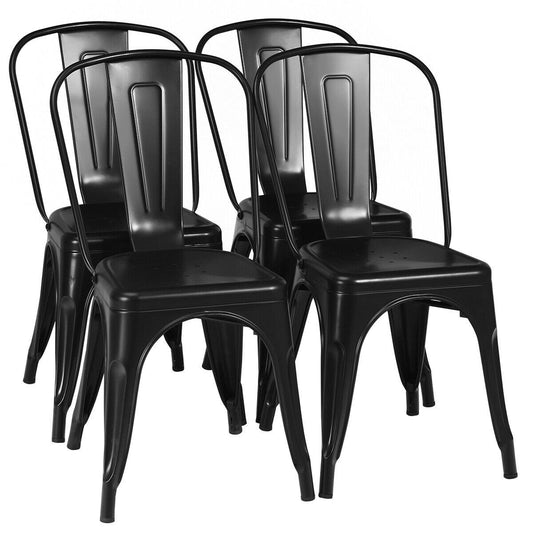 4 Pcs Modern Bar Stools with Removable Back and Rubber Feet, Black at Gallery Canada