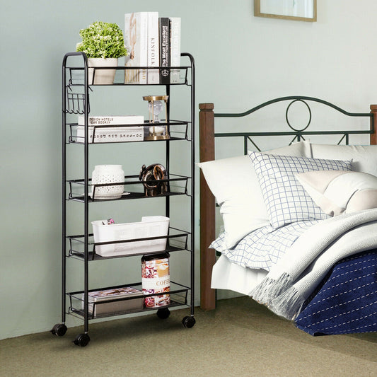 5 Tier Mesh Rolling File Cart, Black File Cabinets Black at Gallery Canada