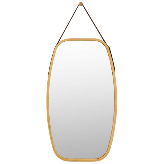 30 Inch Modern Rectangle Wall Hanging Framed Mirror, Natural - Gallery Canada