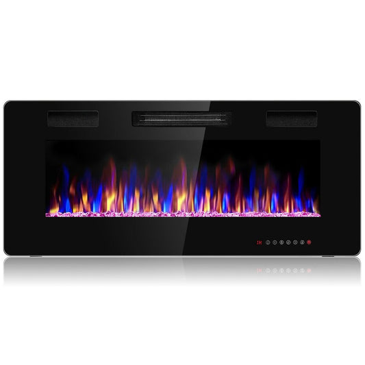 42 Inch Recessed Ultra Thin Electric Fireplace with Timer, Black at Gallery Canada