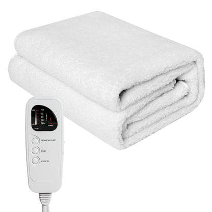 71 x 31 Inch Massage Bed Warmer Heating Pad with 5 Heat Settings, White