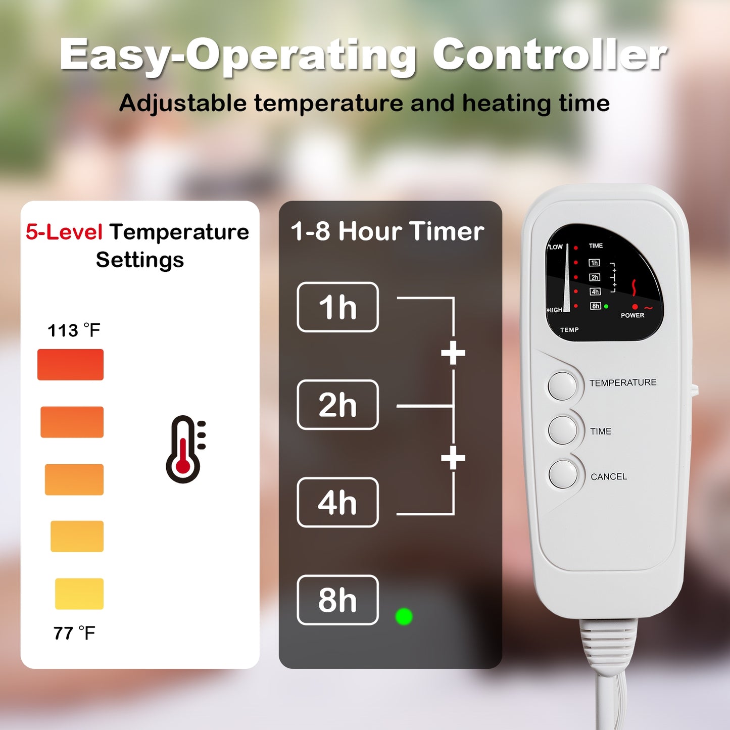 71 x 31 Inch Massage Bed Warmer Heating Pad with 5 Heat Settings, White Mattresses at Gallery Canada