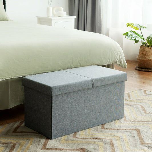 30 Inch Folding Storage Ottoman with Lift Top, Light Gray Shoe Racks & Storage Benches Light Gray at Gallery Canada