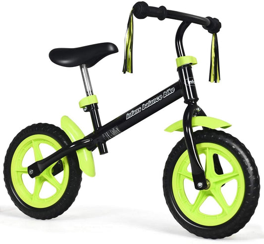 Adjustable Lightweight Kids Balance Bike, Green