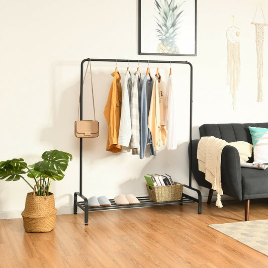 Heavy Duty Clothes Rack With Top Rod, Lower Shelf, Black Clothing & Closet Storage Black at Gallery Canada