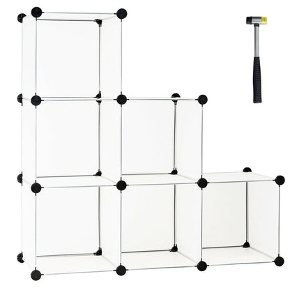 6 Cubes Storage Organizer with Rustproof Steel Frame for Indoor Use, White