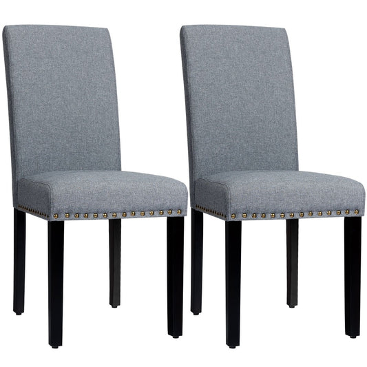 Set of 2 Fabric Upholstered Dining Chairs with Nailhead, Light Gray at Gallery Canada