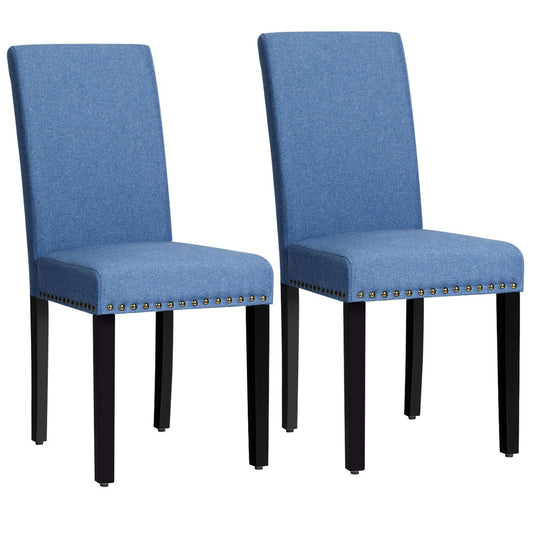 Set of 2 Fabric Upholstered Dining Chairs with Nailhead, Blue at Gallery Canada