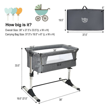 Travel Portable Baby Bed Side Sleeper  Bassinet Crib with Carrying Bag - Gallery Canada