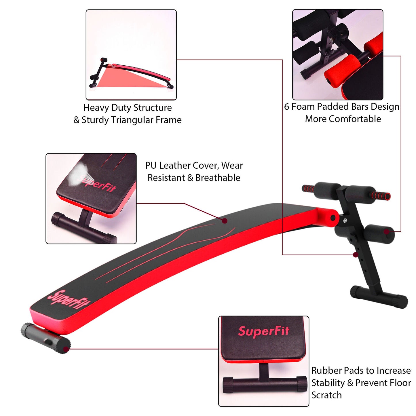 Folding Weight Bench, Adjustable Sit-Up Board, Red Benches Racks & Bars at Gallery Canada