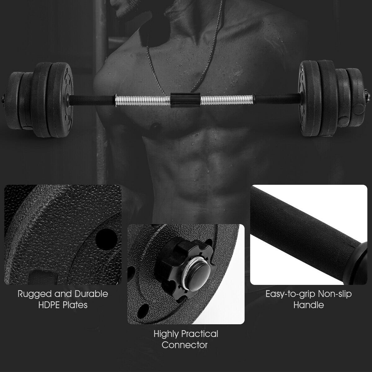 66 Lbs Fitness Dumbbell Weight Set with Adjustable Weight Plates and Handle, Black at Gallery Canada