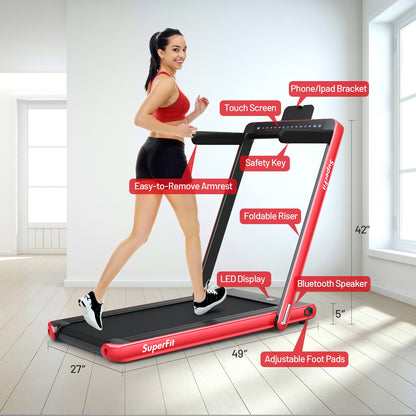 2.25 HP 2-in-1 Folding Walking Pad Treadmill with Dual Display and App Control - Gallery Canada