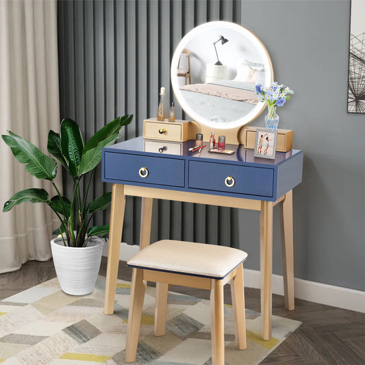 Makeup Vanity Table Set 3 Color Lighting Dressing Table, Blue Makeup Vanities Blue at Gallery Canada