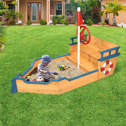 Wooden Pirate Boat Wood Sandbox for Kids at Gallery Canada