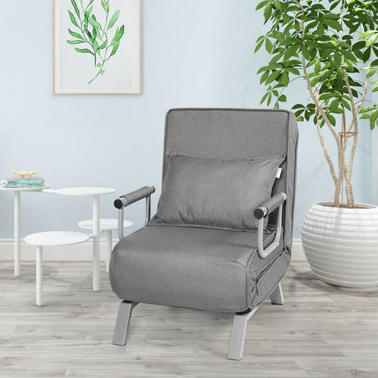 Folding 6 Position Sleeper Bed Armchair, Gray Accent Chairs Gray at Gallery Canada