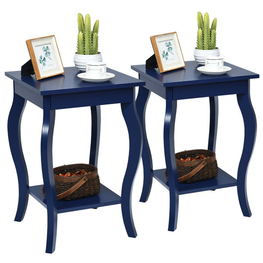 Set of 2 Accent Side Tables with Shelf, Blue at Gallery Canada