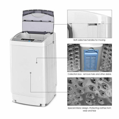 9.92 lbs Full-automatic Washing Machine with 10 Wash Programs, Gray