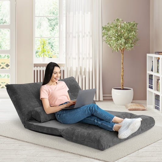 6-Position Adjustable Sleeper Lounge Couch, Gray Floor Chairs Gray at Gallery Canada