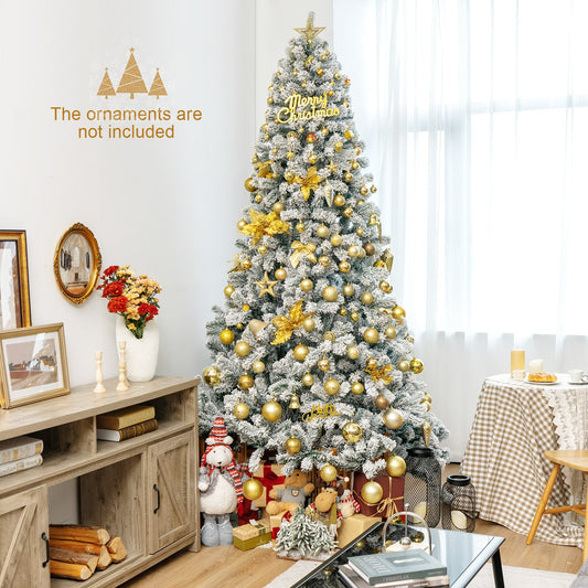 9 Feet Artificial Christmas Tree, Premium Snow Flocked Hinged, White Christmas Tree White at Gallery Canada