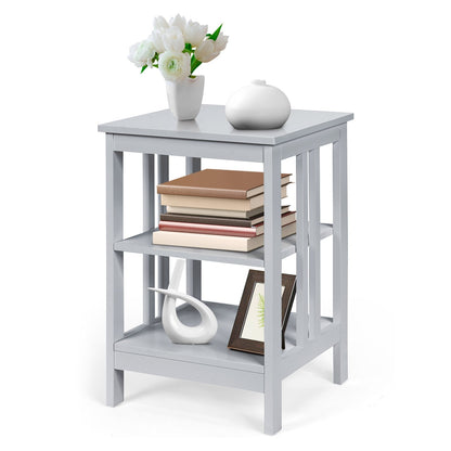 3-tier Side Table Nightstand with Stable Structure, Gray at Gallery Canada