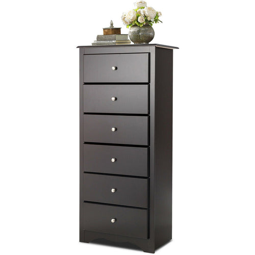 6 Drawers Chest Dresser Clothes Storage Bedroom Furniture Cabinet, Brown