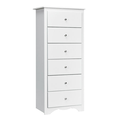 6 Drawers Chest Dresser Clothes Storage Bedroom Furniture Cabinet, White